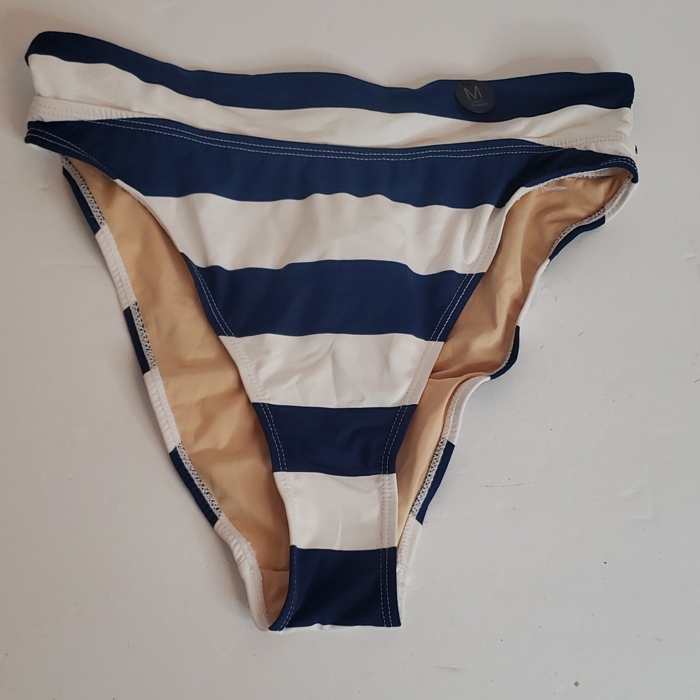 Cotton-On Body Striped Blue and White Bikini Bottom Size Medium NWT